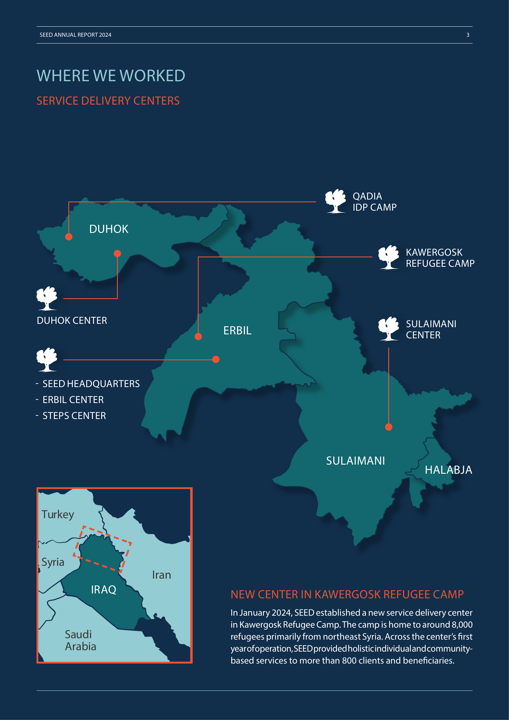Where We Worked graphic from the SEED Annual Report 2024 PDF