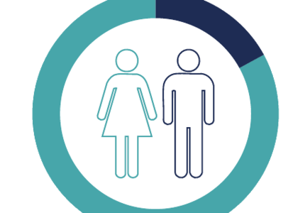 Donut chart: 83% women and girls, 17% men and boys